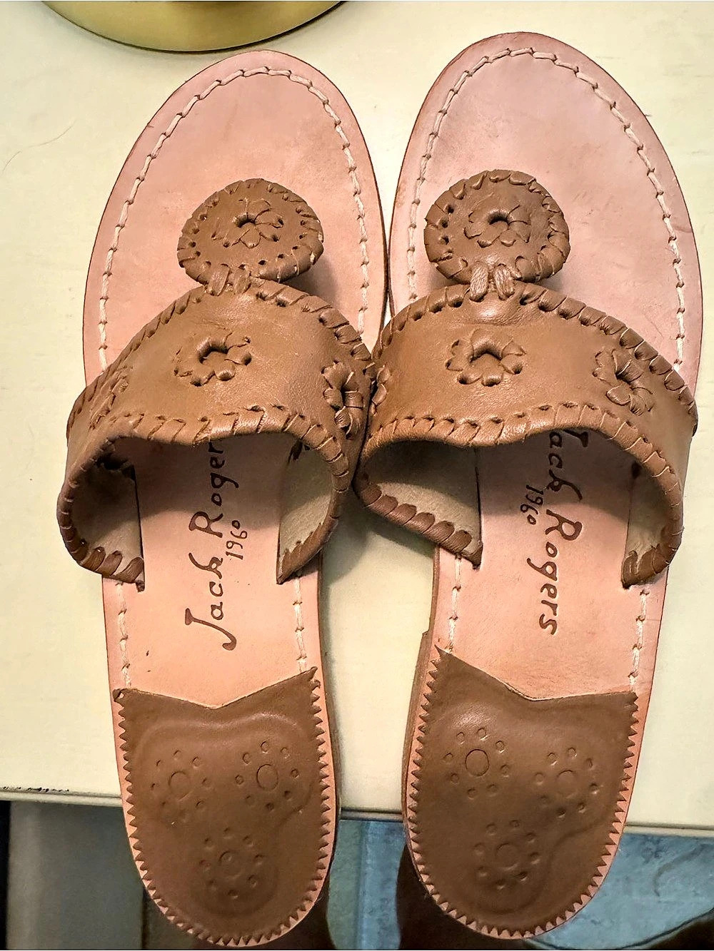 Jack Rogers Jackie Leather Sandal Floral Brown & tan US 8M